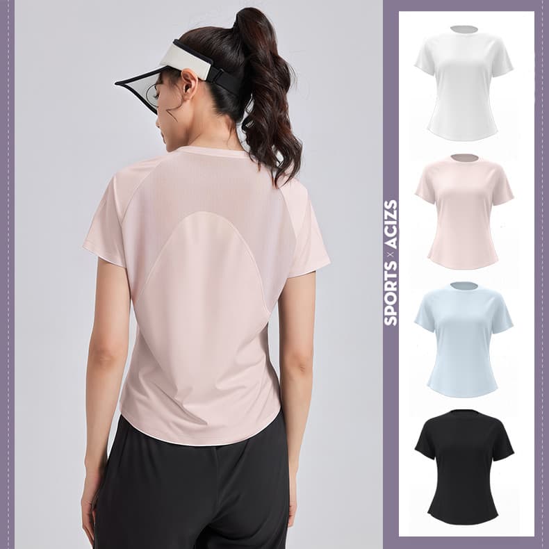 mvp sport แขนสั้นกีฬาตาข่ายบาง โยคะแขนสั้น เสื้อผ้าออกกำลังกาย