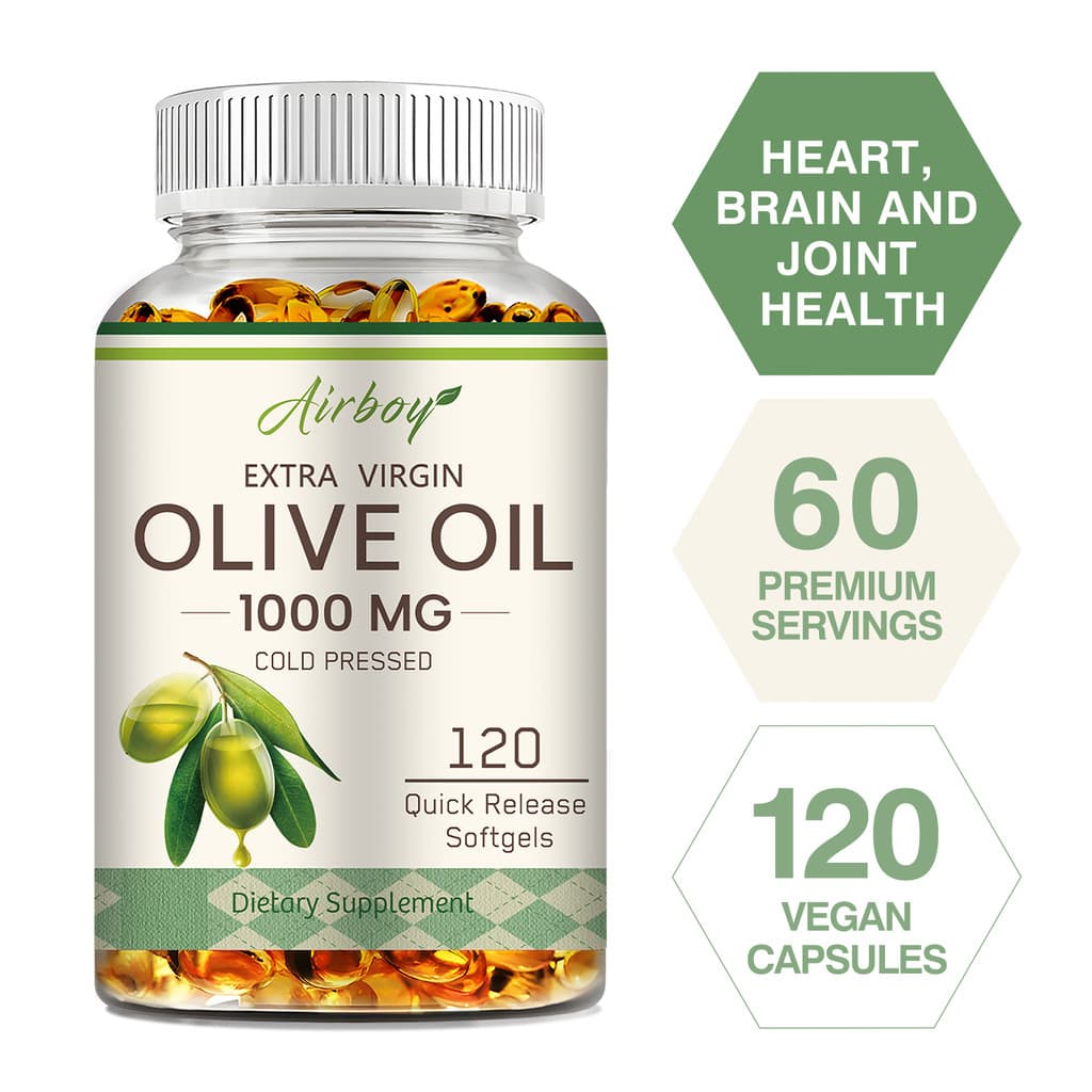 แอร์บอย โอลีฟ ออยล์ 1000 มก | 30/60/120 CAPSULE | น้ํามันมะกอกบริสุทธิ์สกัดเย็น | ไม่ใช่จีเอ็มโอ ปราศจากกลูเตน