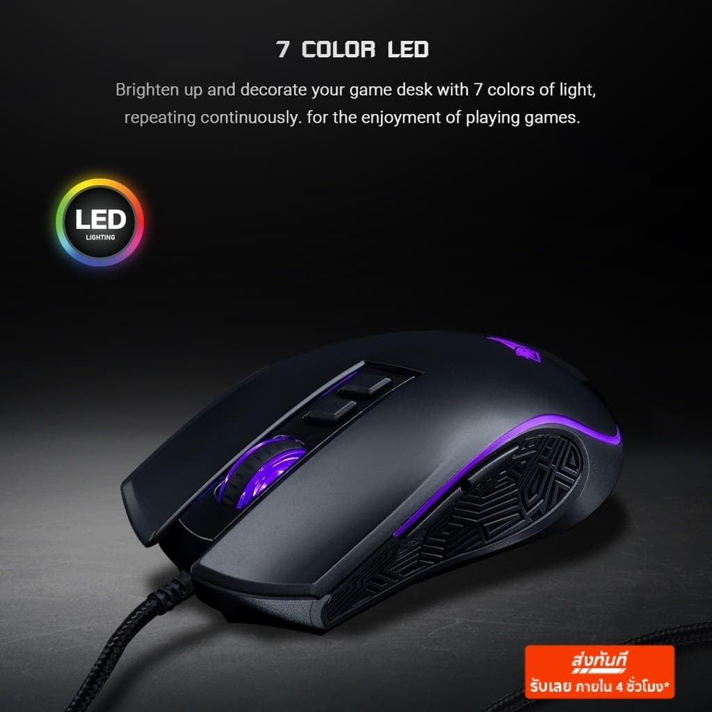 [กรุงเทพฯ ด่วน 4 ชั่วโมง] NUBWO Gaming Mouse เมาส์เกมมิ่ง ปรับ DPI ได้สูงสุด 3600 มี 7 ปุ่ม ปรับสีไฟได้ รุ่น NM-96