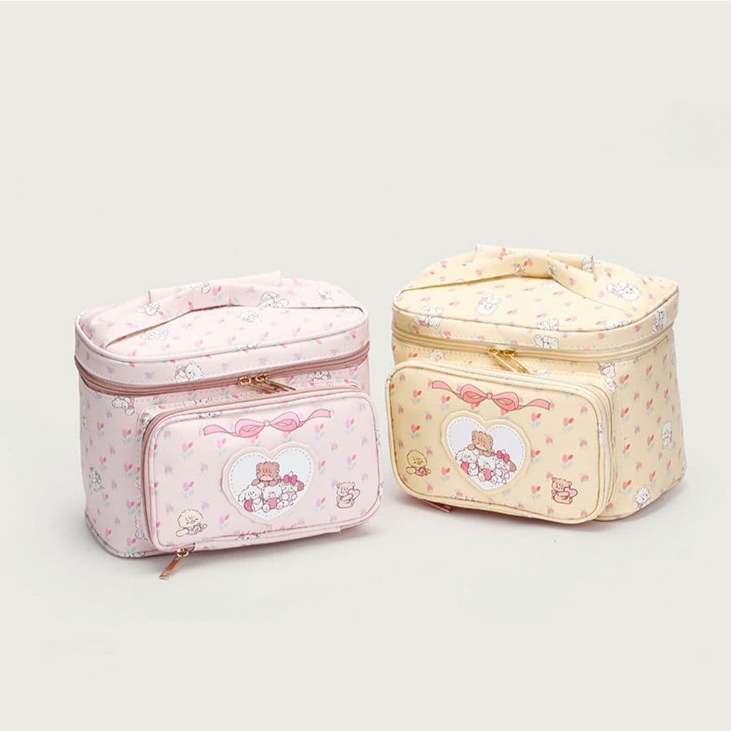 COD กระเป๋าเครื่องสำอางพกพา ความจุขนาดใหญ่ กันน้ำและกันฝุ่น สีเหลือง/ชมพู cosmetic bag