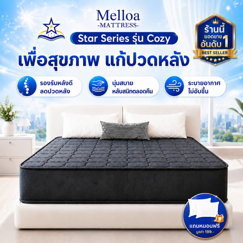 ที่นอนสปริง หนา9/8นิ้ว 3.5ฟุต/5ฟุต/6ฟุต เพื่อสุขภาพ แข็งแรงทนทาน แก้ปวดหลัง รองรับสรีระได้ดีไม่รบกวนคน ที่นอนยางพารา