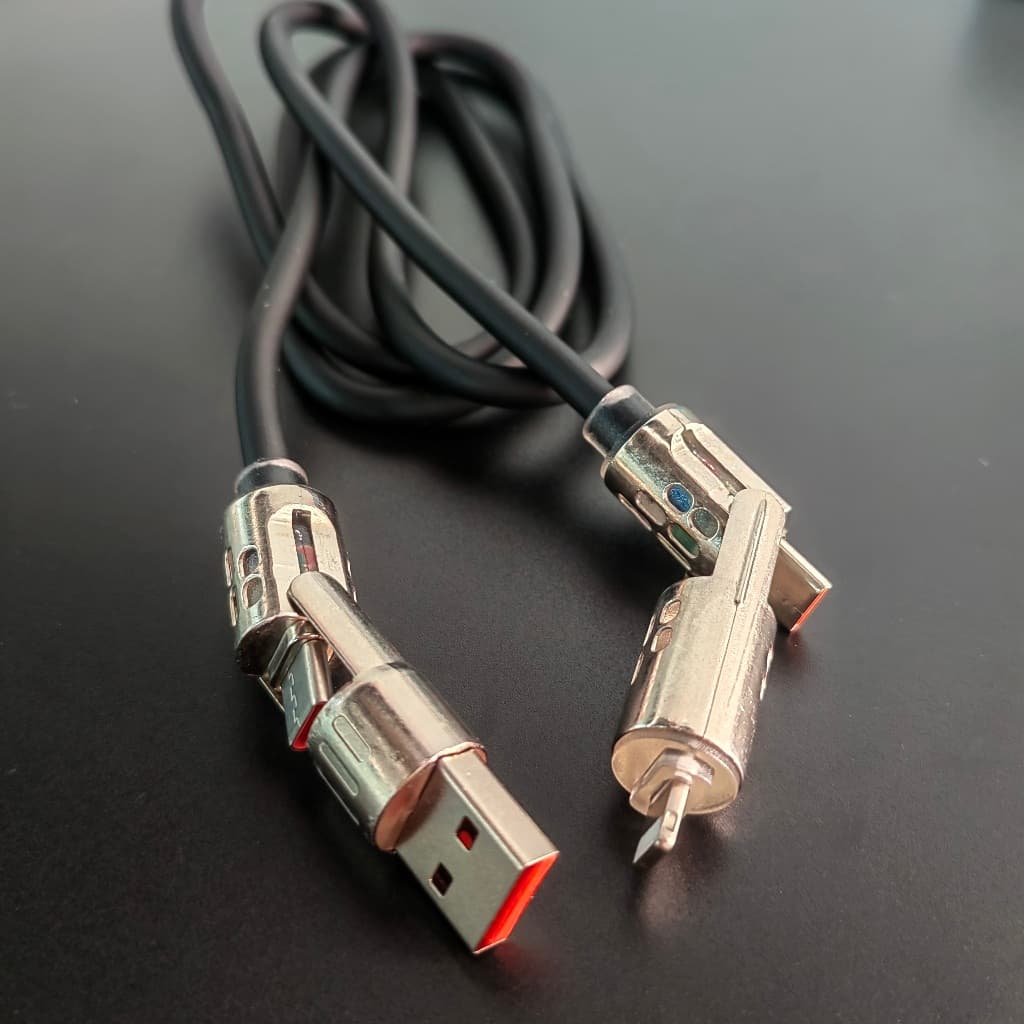 สายชาร์จเร็ว 4in1 Fast Charge 240w สายชาร์จมือถือ  แสงไฟ RGB สายชาร์จTYPE C USB